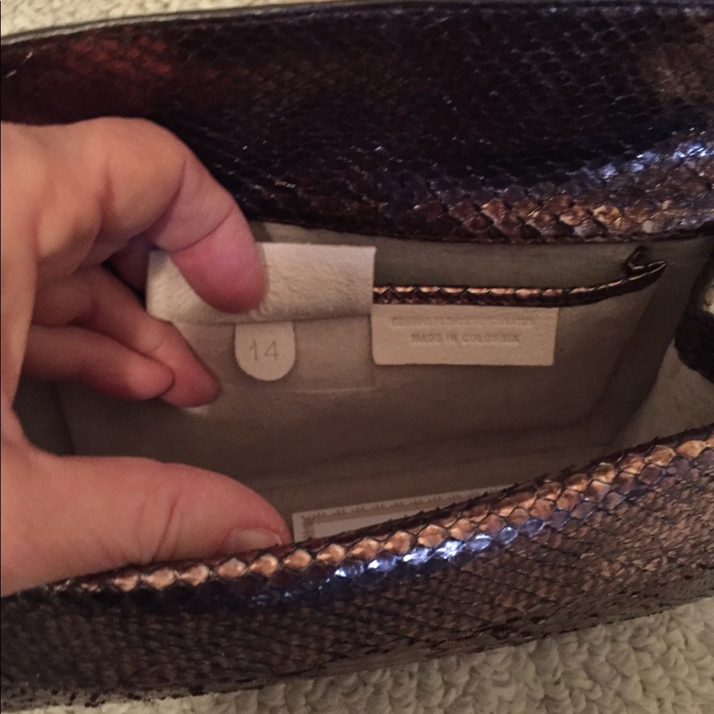 Nancy Gonzalez Copper Metallic Python Handbag - image 7